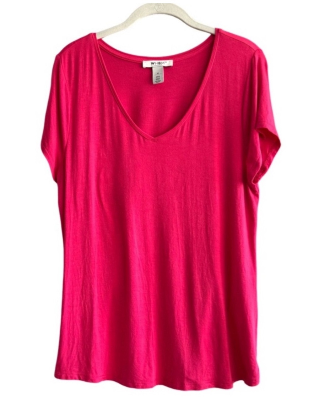 WHBM V-neck Tee Short Cap Sleeve Top Pink Size M